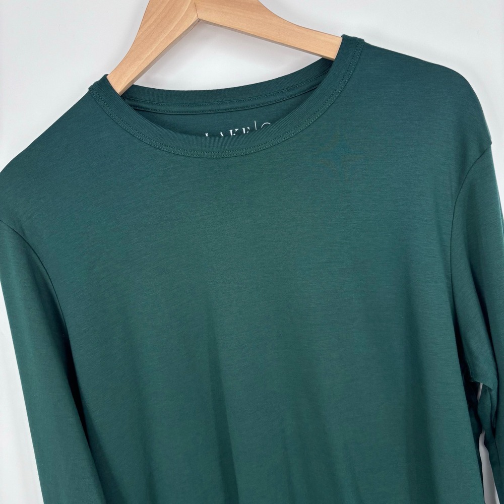 LAKE Pima Cotton Crew Neck Long Sleeve Tee Mens Large Green Soft Pajama Peru